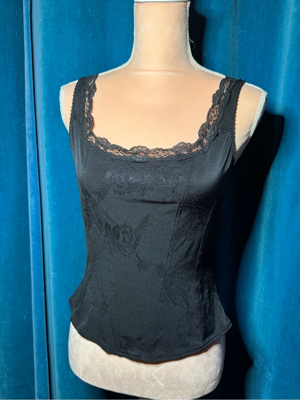 Black Lace-Trim Camisole Tank Top